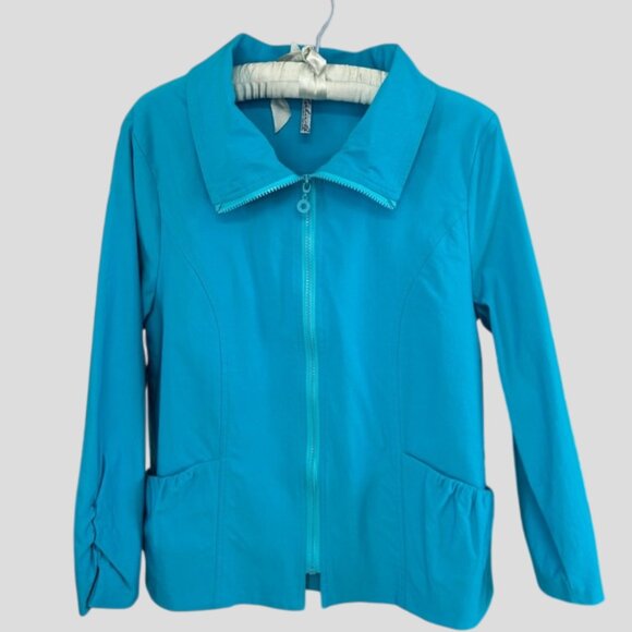 Lulu B Jacket Women's Aqua Blue Lightweight Mid Length Stretch - Picture 3 of 11